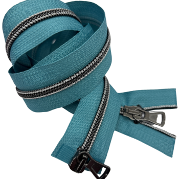 2-Wege-Reißverschluss 85 cm Armygrün Altmessing Pfirsich